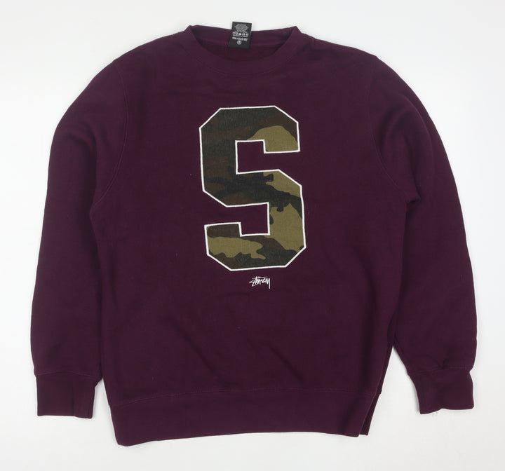 Stussy Men's Purple Crew Neck Sweatshirt Small Camo S Graphic Pullover