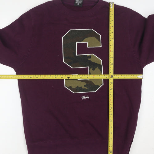 Stussy Men's Purple Crew Neck Sweatshirt Small Camo S Graphic Pullover
