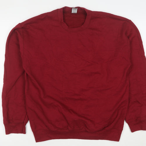 Gildan Men's Red Pullover Fleece Crew Neck Sweatshirt Size M