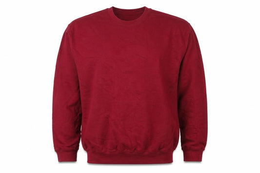 Front view of Gildan Men's Red Pullover Fleece Crew Neck Sweatshirt, size M