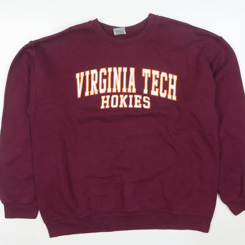MY SPORT Mens Red L Crew Neck Pullover Sweatshirt Virginia Tech Logo