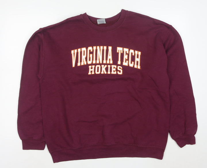 MY SPORT Mens Red L Crew Neck Pullover Sweatshirt Virginia Tech Logo