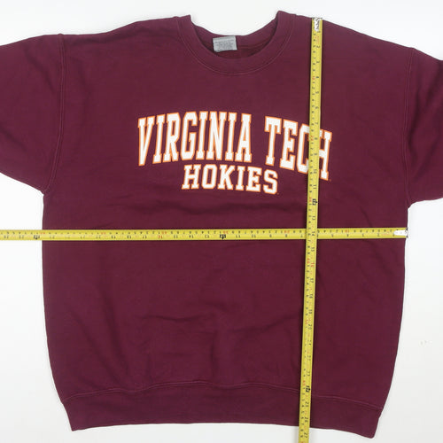 MY SPORT Mens Red L Crew Neck Pullover Sweatshirt Virginia Tech Logo