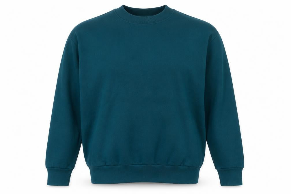 Front view of Fruit of the Loom Men's Green Pullover Fleece Sweatshirt, size L