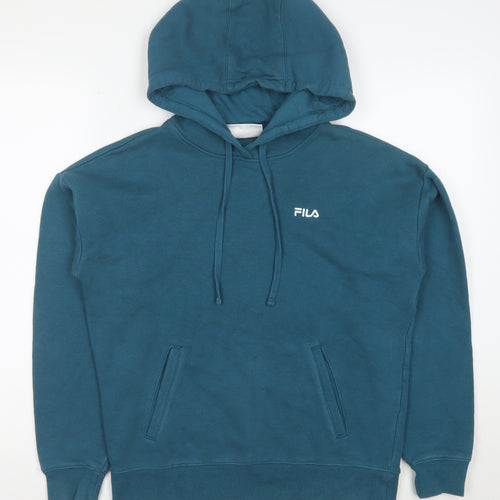 FILA Mens Blue Pullover Hoodie Size S Regular Fit Hooded Sweatshirt