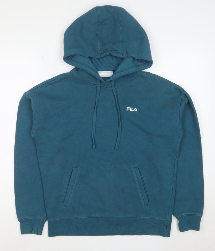 FILA Mens Blue Pullover Hoodie Size S Regular Fit Hooded Sweatshirt