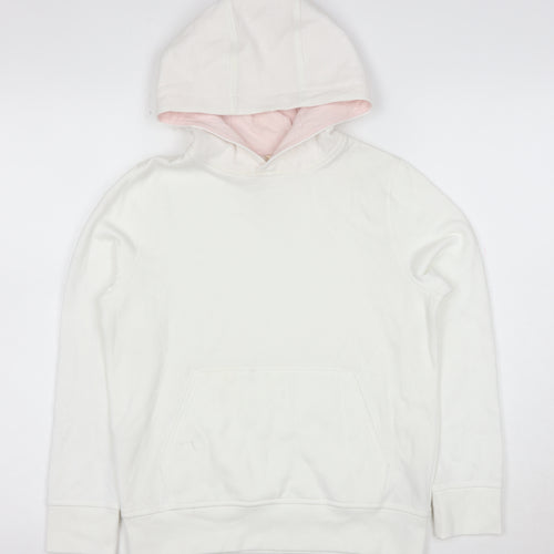 Berghaus Womens White Pink Pullover Hoodie Size 10 Cotton Blend