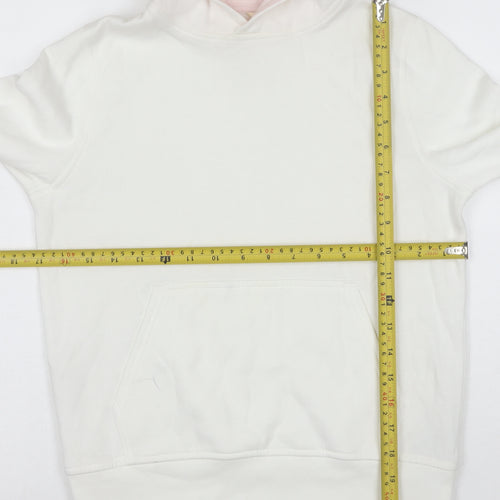 Berghaus Womens White Pink Pullover Hoodie Size 10 Cotton Blend