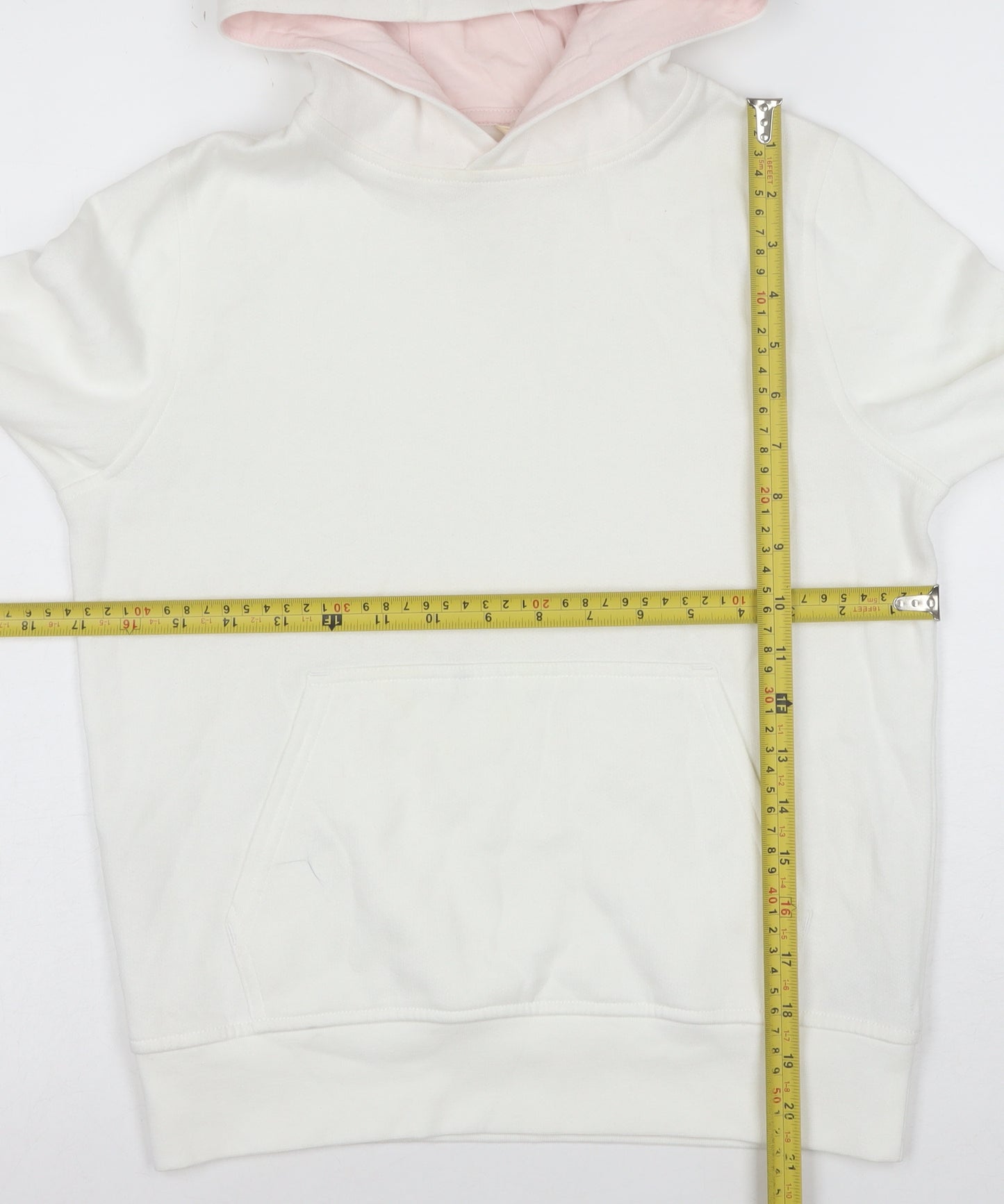 Berghaus Womens White Pink Pullover Hoodie Size 10 Cotton Blend
