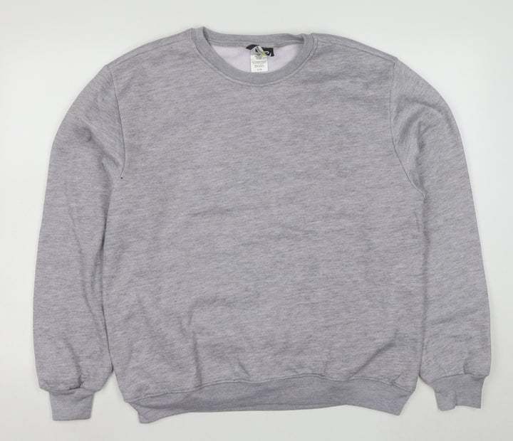 Athletech Mens Grey L Pullover Crew Neck Fleece Sweatshirt