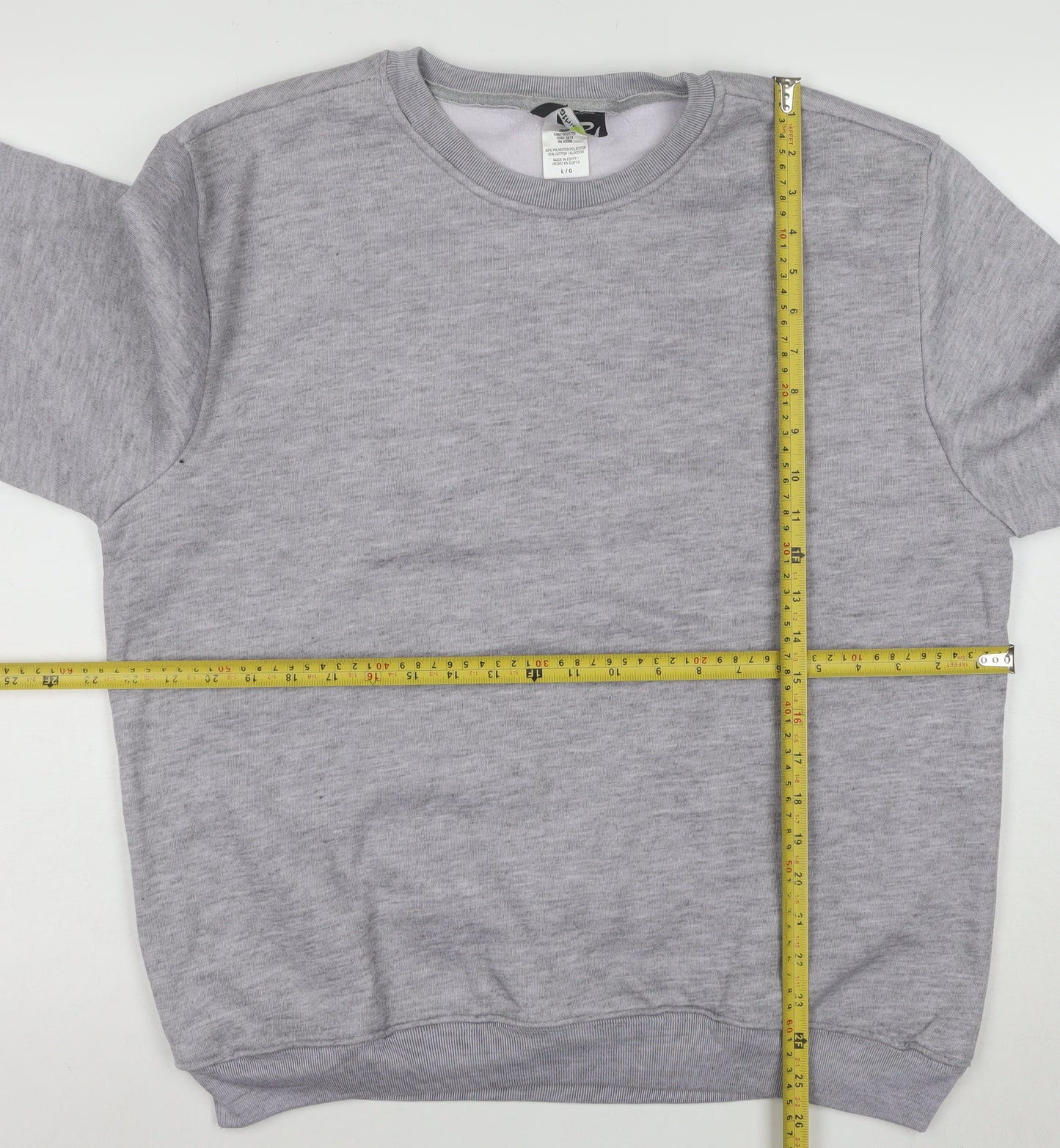 Athletech Mens Grey L Pullover Crew Neck Fleece Sweatshirt