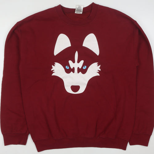 Gildan Men's Red Animal Graphic Heavyweight Pullover Sweatshirt M