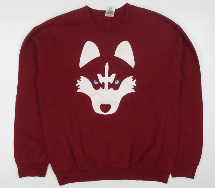 Gildan Men's Red Animal Graphic Heavyweight Pullover Sweatshirt M
