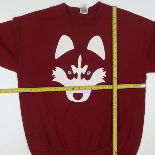 Gildan Men's Red Animal Graphic Heavyweight Pullover Sweatshirt M
