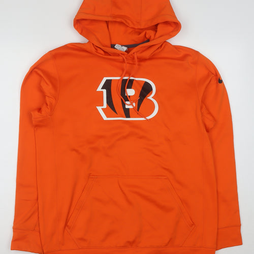 Nike Men's Orange Thermal-Fit Pullover Hoodie M Sportswear