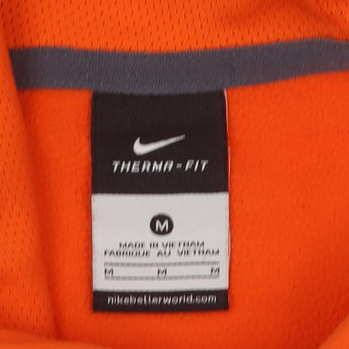 Nike Men's Orange Thermal-Fit Pullover Hoodie M Sportswear