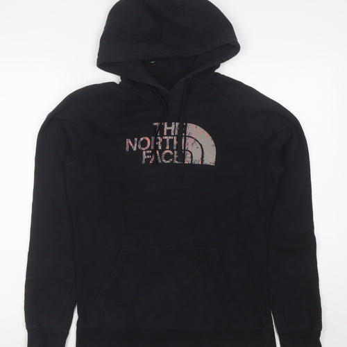 The North Face Women's Black Pullover Hoodie Size M Logo Print Cotton Blend