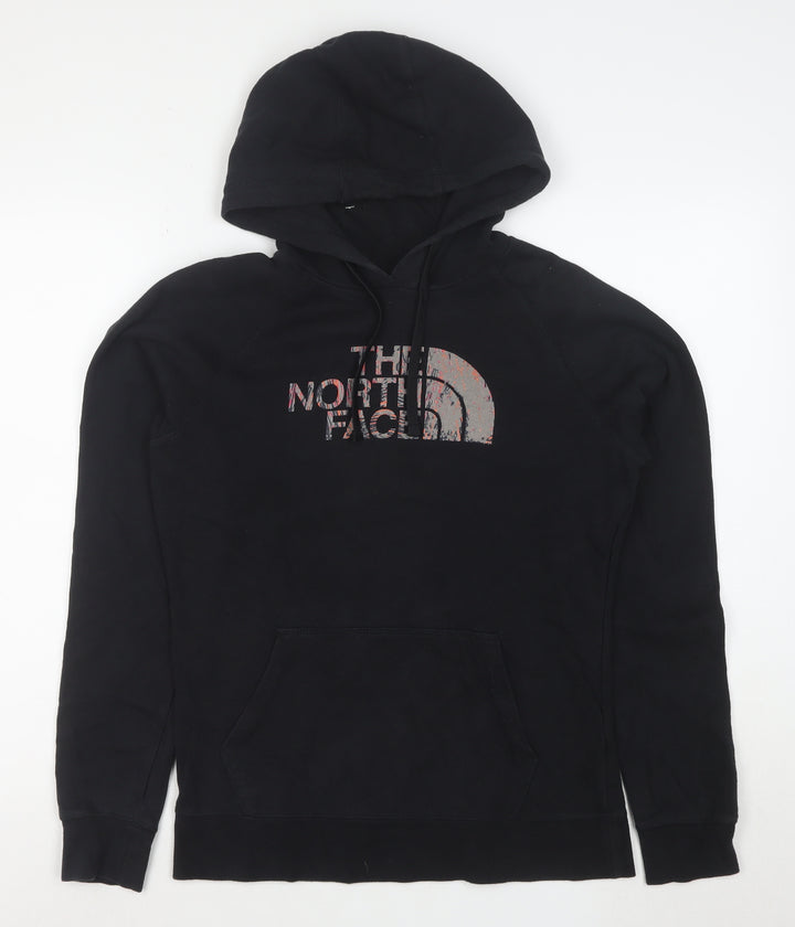 The North Face Women's Black Pullover Hoodie Size M Logo Print Cotton Blend