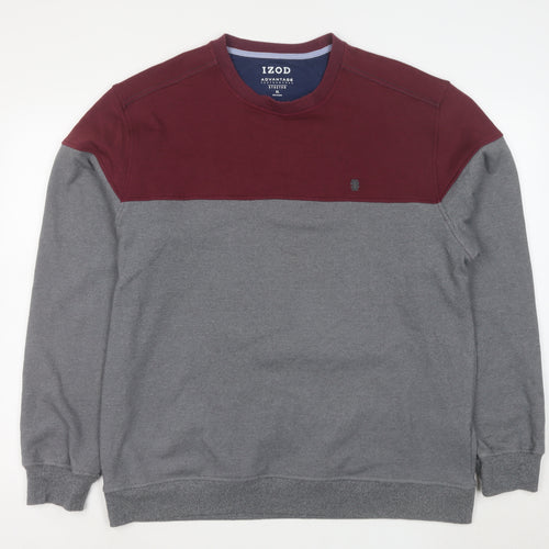 IZOD Men’s Grey Burgundy Colour Block Stretch Sweatshirt XL