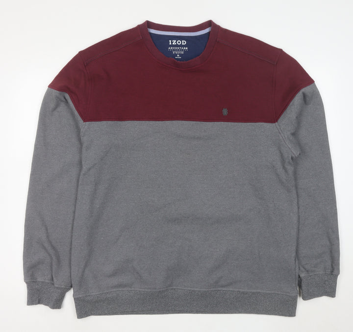 IZOD Men’s Grey Burgundy Colour Block Stretch Sweatshirt XL