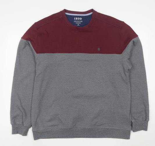 IZOD Men’s Grey Burgundy Colour Block Stretch Sweatshirt XL