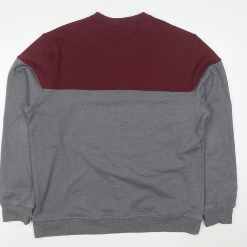 IZOD Men’s Grey Burgundy Colour Block Stretch Sweatshirt XL