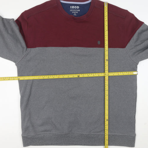 IZOD Men’s Grey Burgundy Colour Block Stretch Sweatshirt XL