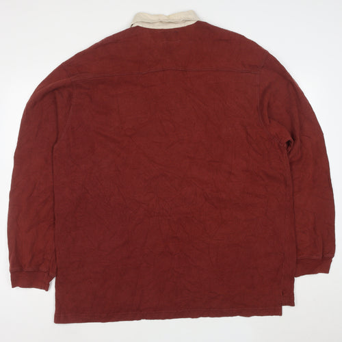 American Eagle Men's Red Long Sleeve Polo XL 100% Cotton Casual Top
