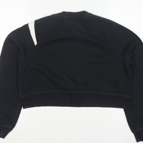Nike Womens Black Swoosh Cropped Crew Neck Sweatshirt Size S