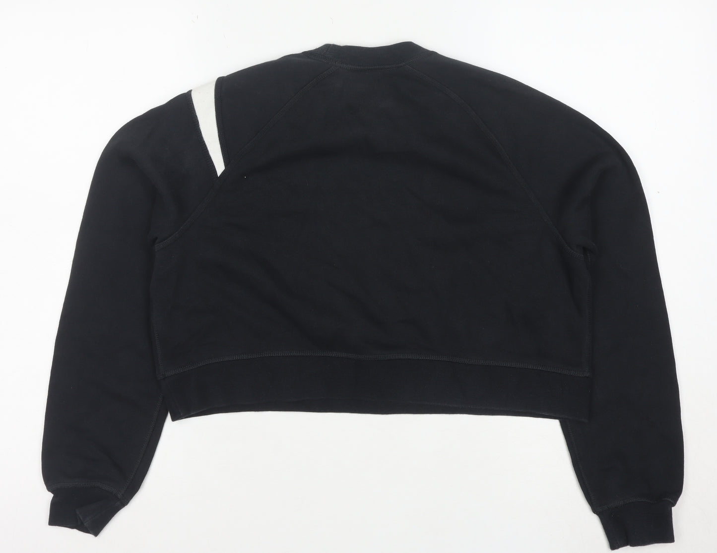 Nike Womens Black Swoosh Cropped Crew Neck Sweatshirt Size S