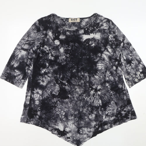 DJT Womens Grey Tie-Dye 3/4 Sleeve Tunic Top Size 2XL
