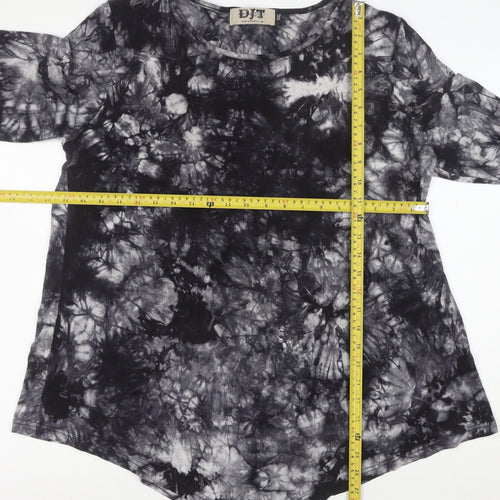DJT Womens Grey Tie-Dye 3/4 Sleeve Tunic Top Size 2XL