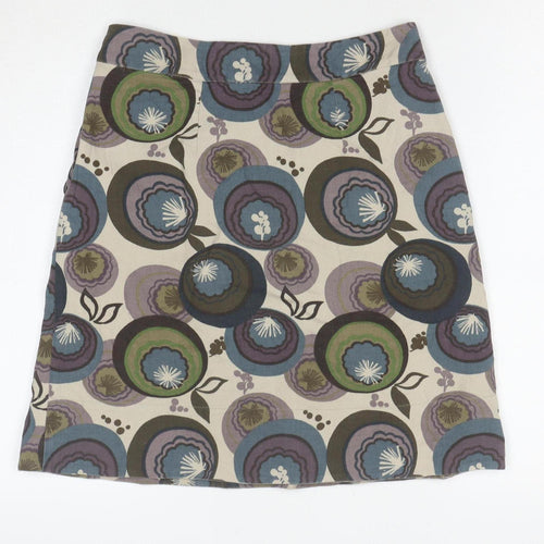 White Stuff Womens Multicoloured Floral A-Line Knee Length Cotton Skirt Size 8