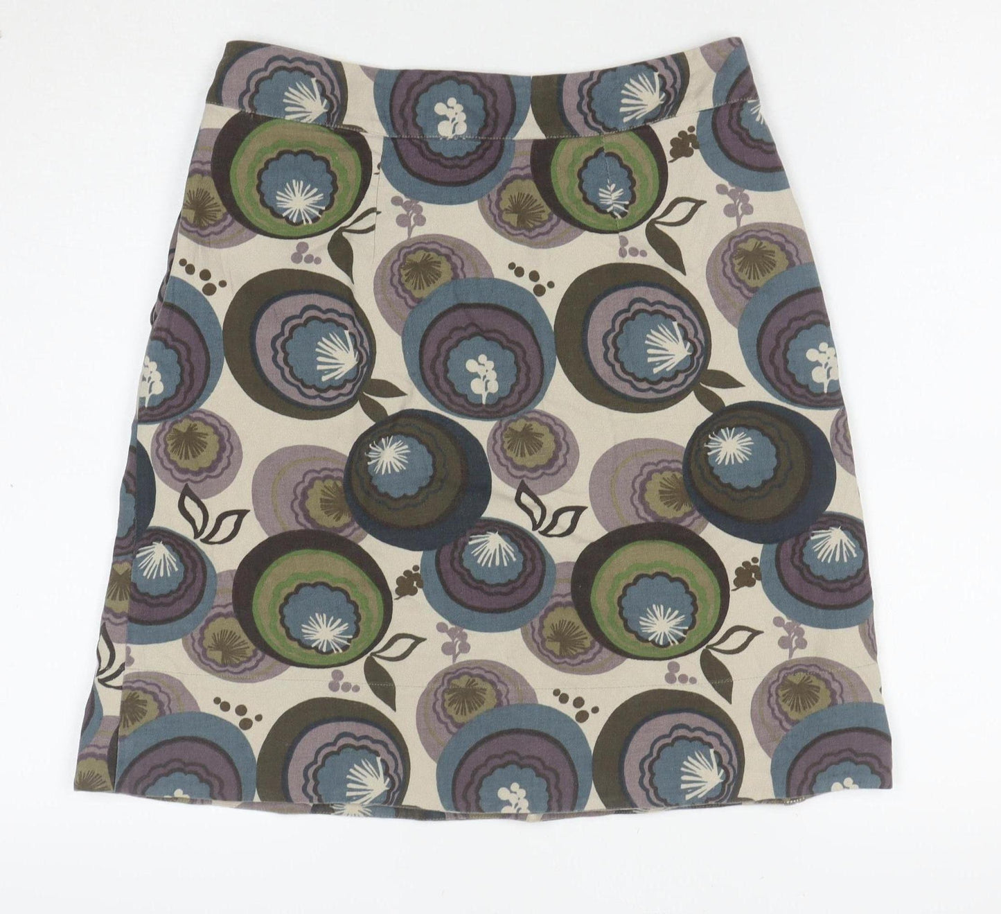 White Stuff Womens Multicoloured Floral A-Line Knee Length Cotton Skirt Size 8