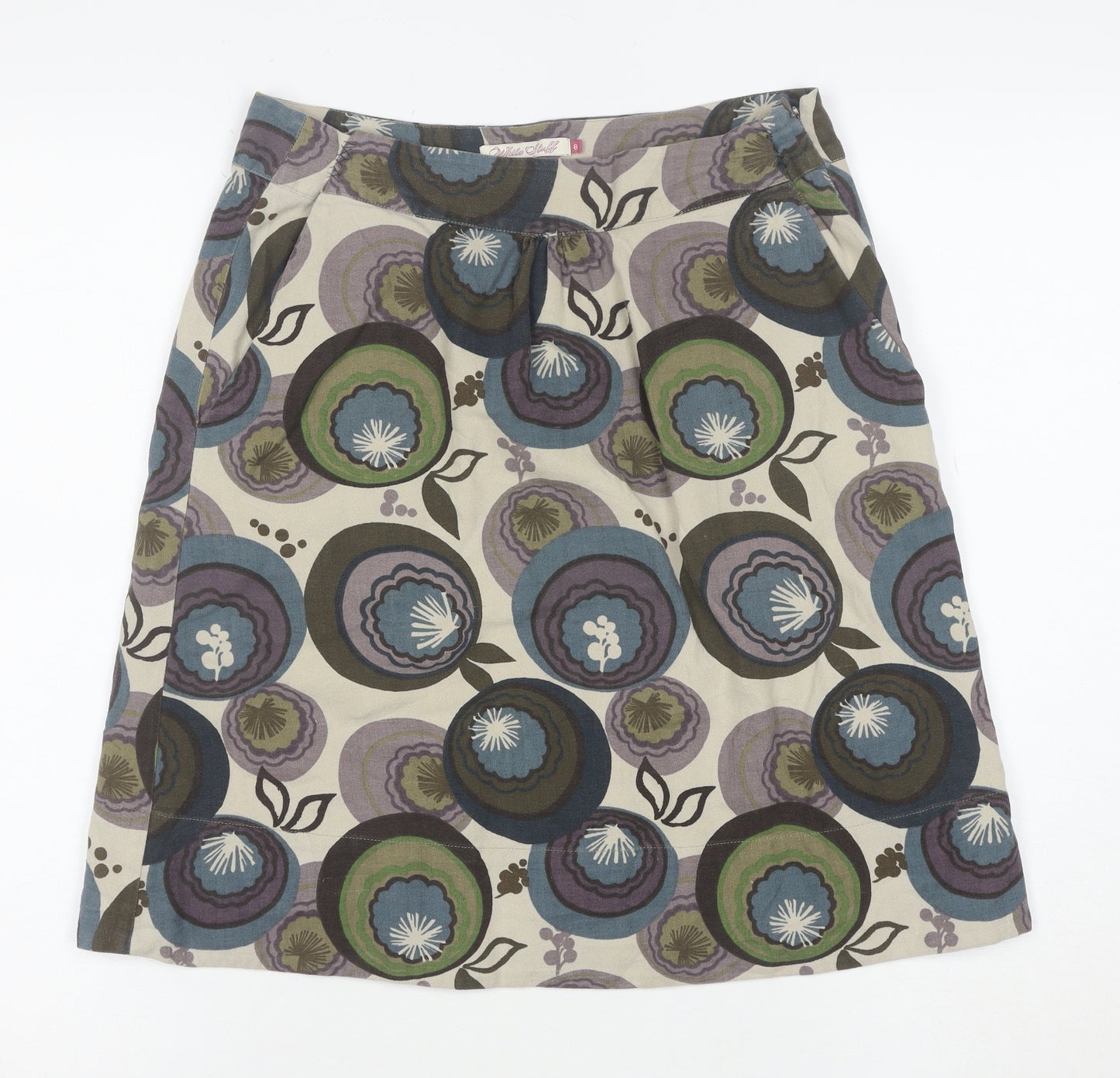 White Stuff Womens Multicoloured Floral A-Line Knee Length Cotton Skirt Size 8