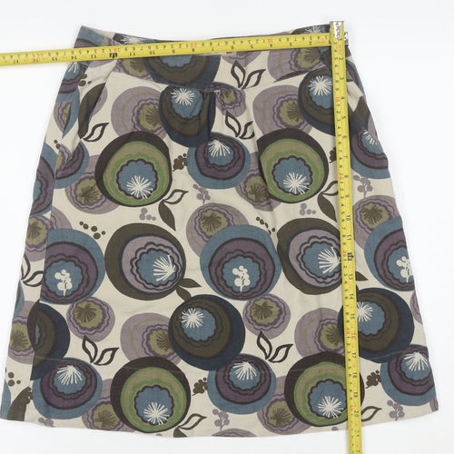 White Stuff Womens Multicoloured Floral A-Line Knee Length Cotton Skirt Size 8