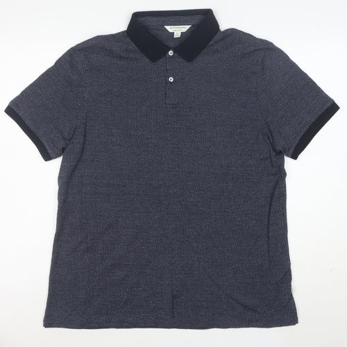 Marks and Spencer Autograph Men's Blue Geometric Polo Shirt XL