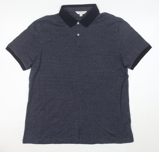 Marks and Spencer Autograph Men's Blue Geometric Polo Shirt XL