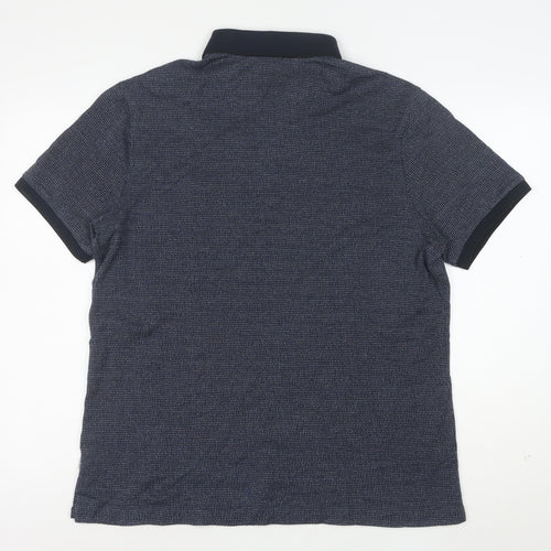 Marks and Spencer Autograph Men's Blue Geometric Polo Shirt XL