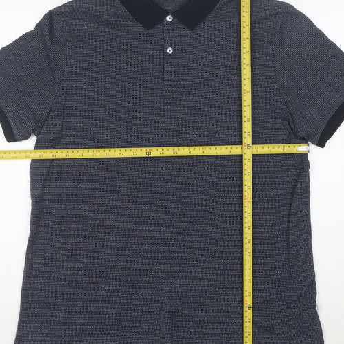 Marks and Spencer Autograph Men's Blue Geometric Polo Shirt XL