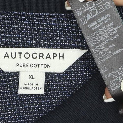 Marks and Spencer Autograph Men's Blue Geometric Polo Shirt XL