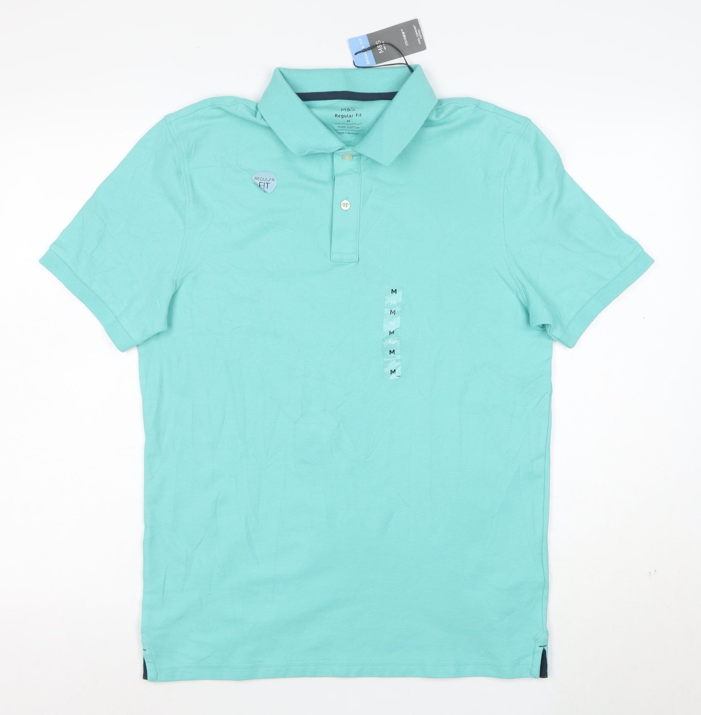 Marks and Spencer Men's Blue Regular Fit Cotton Polo M