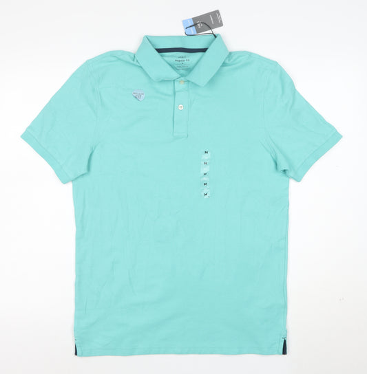 Marks and Spencer Men's Blue Regular Fit Cotton Polo M