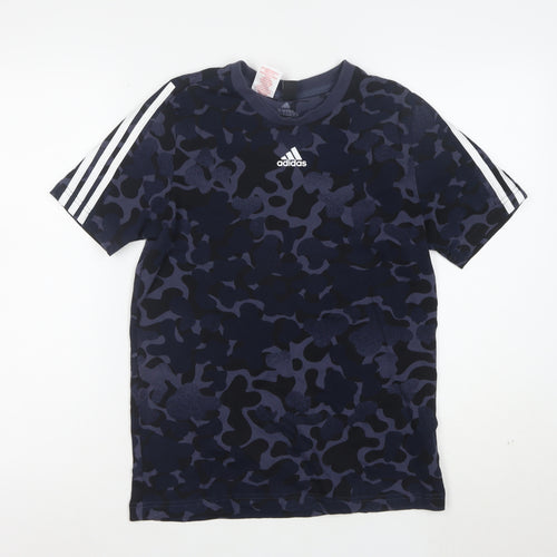 adidas Boys Blue Camouflage Short Sleeve Sports T-Shirt 13-14 Years