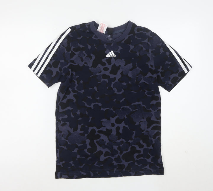 adidas Boys Blue Camouflage Short Sleeve Sports T-Shirt 13-14 Years