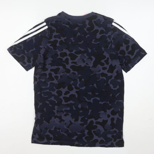 adidas Boys Blue Camouflage Short Sleeve Sports T-Shirt 13-14 Years