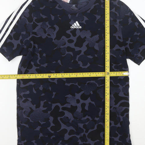 adidas Boys Blue Camouflage Short Sleeve Sports T-Shirt 13-14 Years