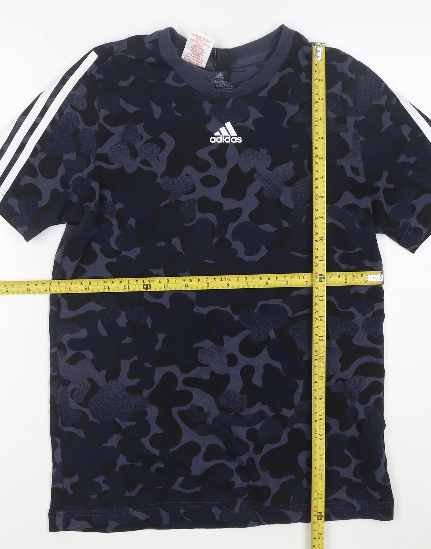 adidas Boys Blue Camouflage Short Sleeve Sports T-Shirt 13-14 Years