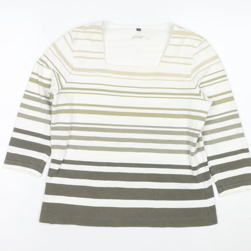 Dash Women’s Multicoloured Striped 3/4 Sleeve Cotton Stretch T-Shirt Size 12