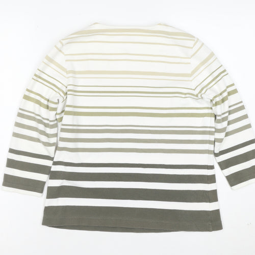 Dash Women’s Multicoloured Striped 3/4 Sleeve Cotton Stretch T-Shirt Size 12